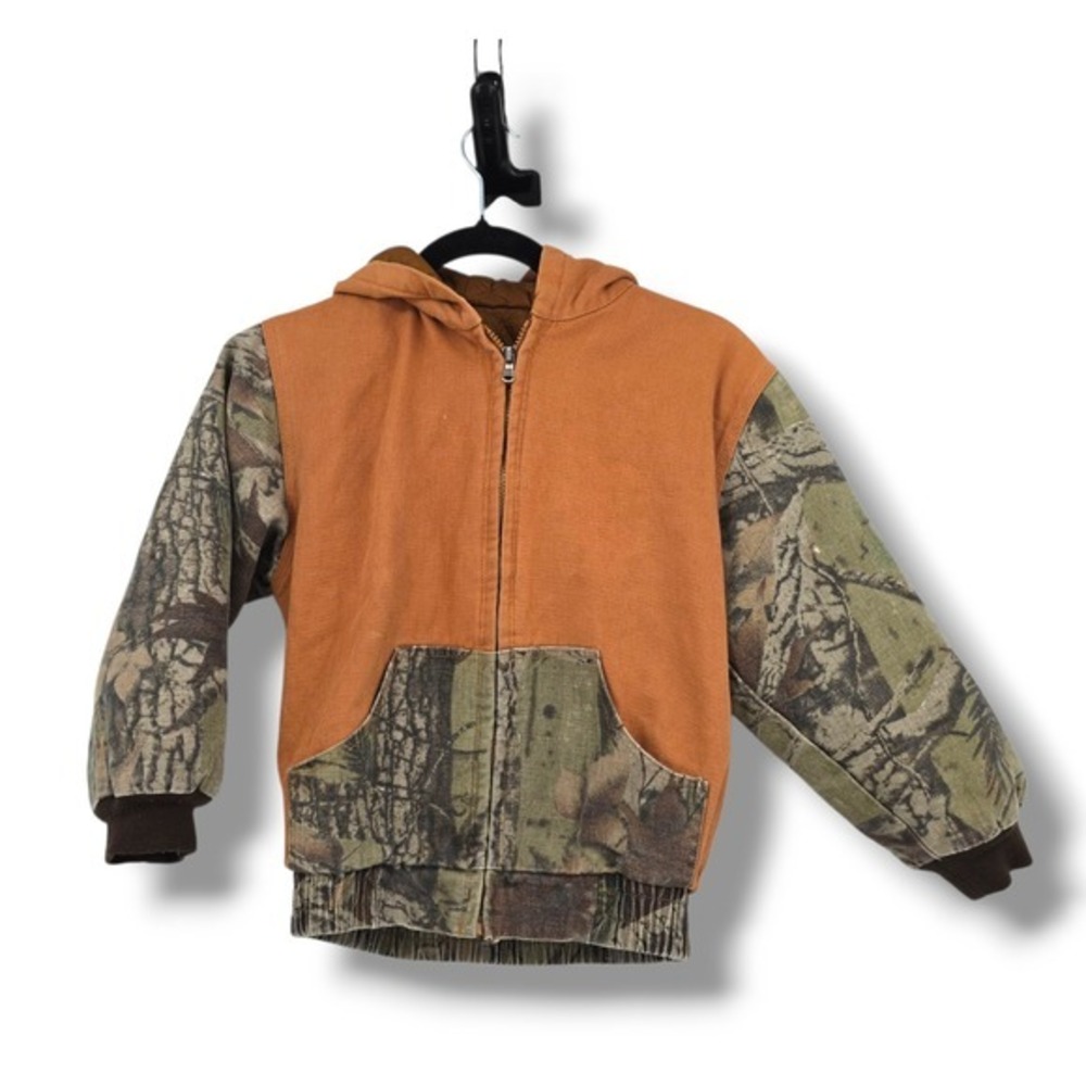 Outdoor Habitat Hooded Jacket Canvas Camo Hunting‎ Outdoors Full Zip Warm Kids